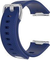 KELERINO. Siliconen Bandje geschikt voor Fitbit Ionic Gespsluiting - Donker Blauw - Small