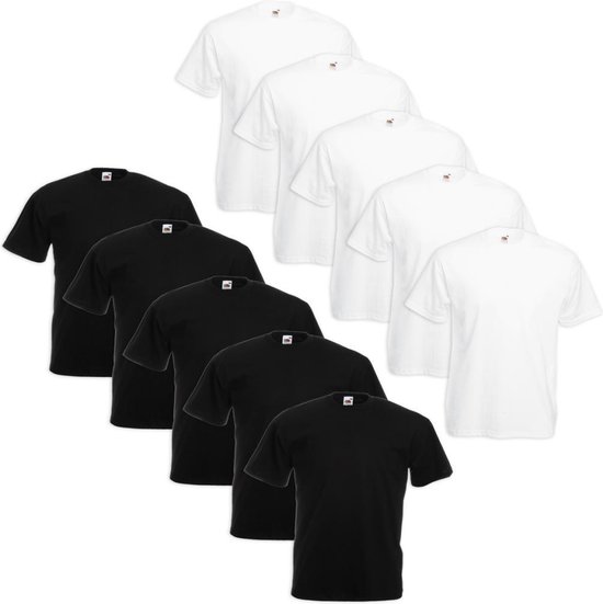 Fruit of the Loom 10x T-shirt à poids économique de grande taille Blanc et noir 5XL (XXXXXL)