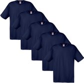 Fruit of the Loom - 5 stuks Valueweight T-shirts Ronde Hals - Navy - M