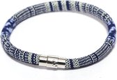 Stoffen herenarmband met magneetsluiting - Blauw - Maat M