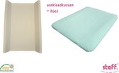 Steff - set - aankleedkussen - met opstaande randen - wit - 50x70 cm + aankleedkussenhoes mint groen