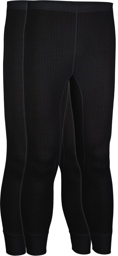 Zwarte thermobroek met grijze naden, twee stuks.