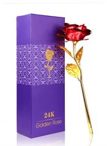 Gouden roos Rood in luxe geschenkverpakking | Bloemen |Verjaardagscadeau| Moederdag | Liefde | Rood | Kerstmis | Valentijnscadeau | Inclusief Giftbox