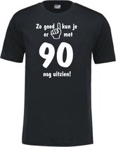 Mijncadeautje - Leeftijd T-shirt - Zo goed kun je er uitzien 90 jaar - Unisex - Zwart (maat 3XL)