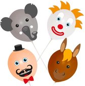 Ballon gezichten circus set met stickers - Multi