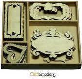 CraftEmotions Houten ornamenten - Fantasie frames - 20 stuks