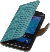 Turquoise Slangen / Snake Design Book Cover Hoesje Samsung Galaxy J1