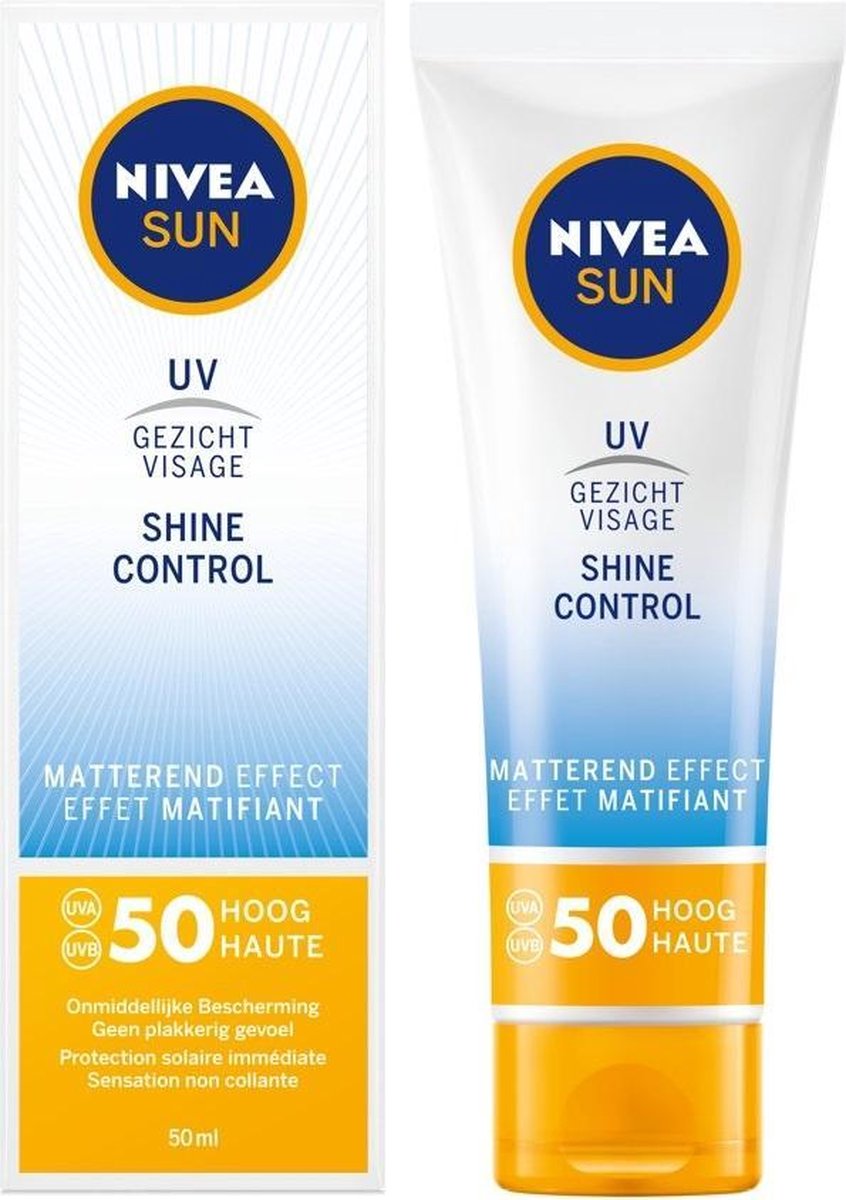 NIVEA SUN Face Shine Control Matterende Creme SPF 50 - 50 ml - 2 stuks |  bol.com