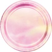 CREATIVE PARTY - 8 kleine kartonnen roze regenboogkleurige borden - Decoratie > Borden