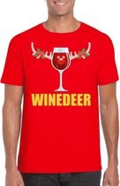 Foute Kerst t-shirt wijntje Winedeer rood voor heren 2XL