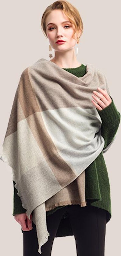 de Laatste # Dames Sjaal en omslagdoek van 100% wol - 200*70 cm - Bruin /  Blauw |... | bol.com
