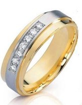 Schitterende Titanium Gold Plated Ring | Damesring | Trouwring | Vriendschapsring |16,50 mm. maat 52