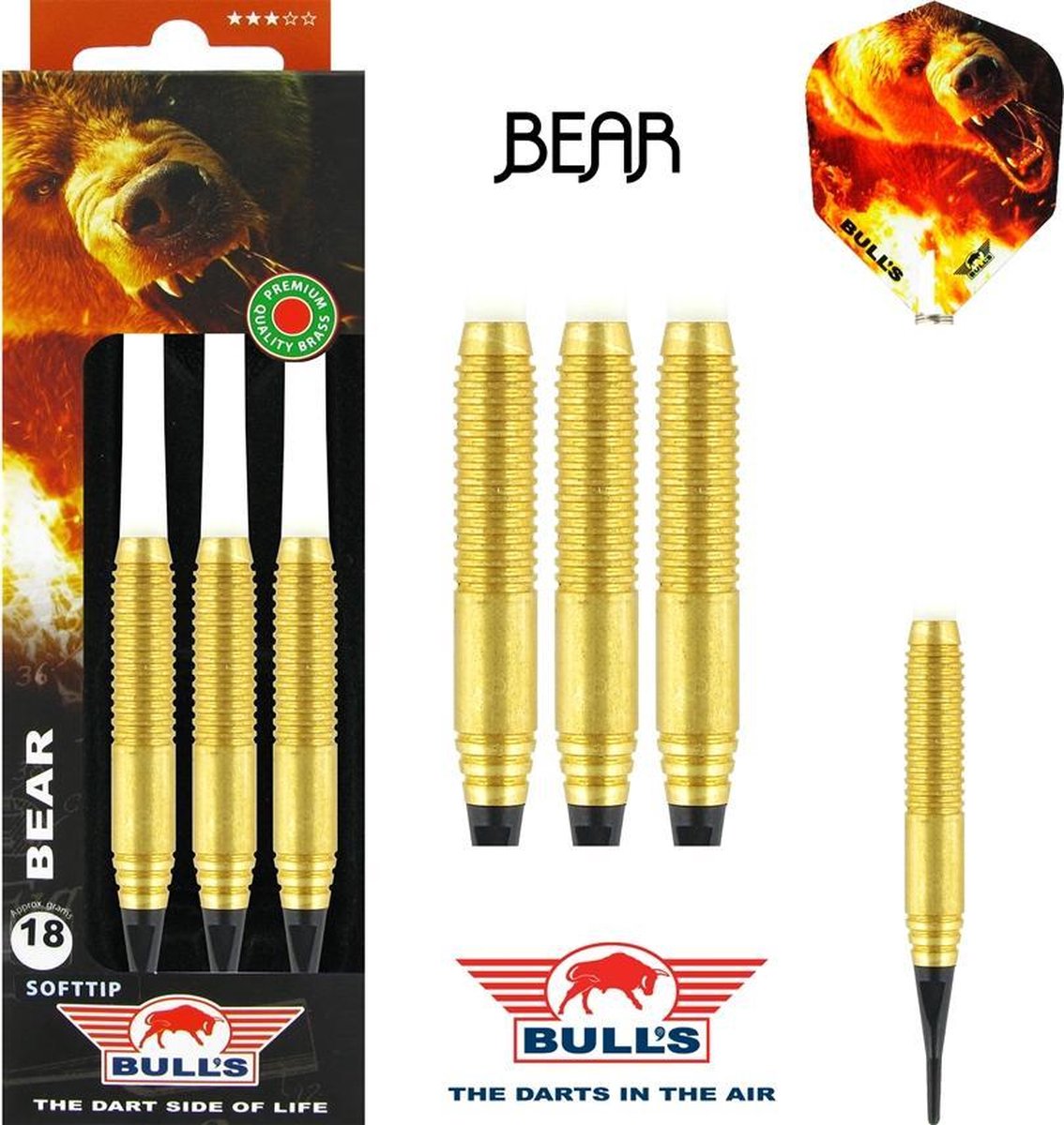 Bull's Bear Brass 18 Gram Soft Tip - Dartpijlen