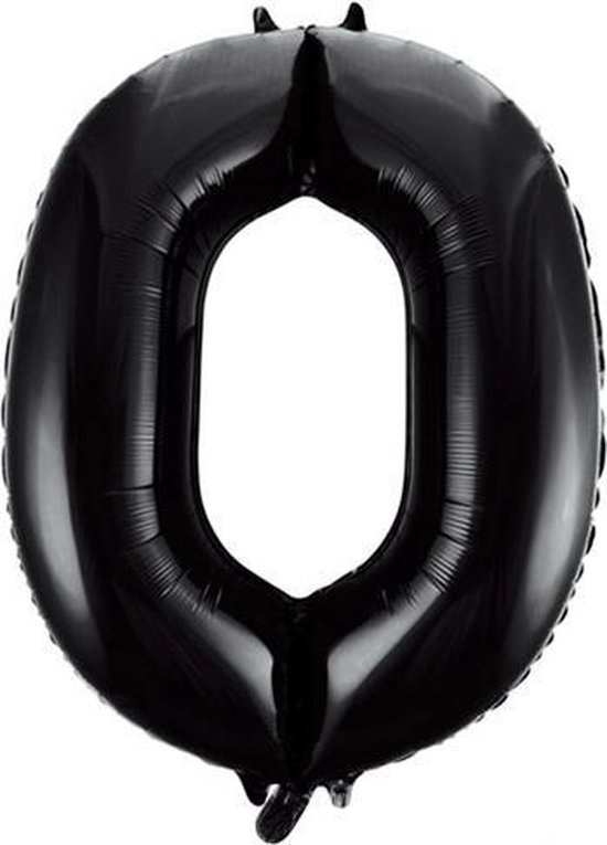 Folie ballon cijfer 0 in het zwart 86 cm