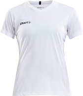 Craft Squad Jersey Solid SS Shirt Dames Sportshirt - Maat S  - Vrouwen - wit/zwart