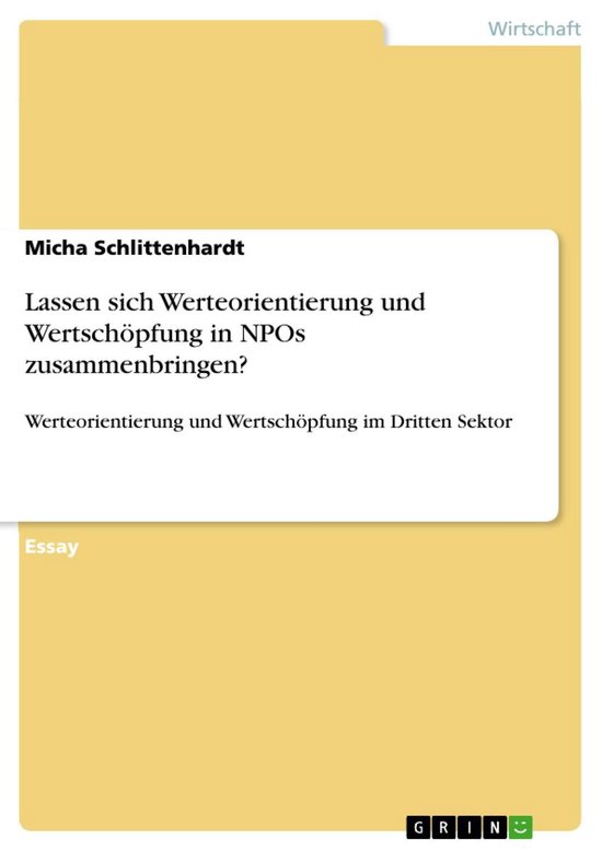 Lassen sich Werteorientierung und Wertschöpfung in NPOs zus ... - cover