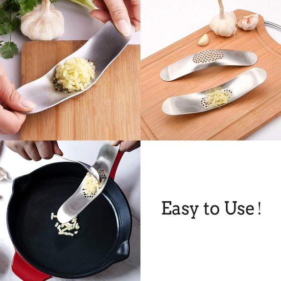Knoflookpers - Compact - Eenvoudig Knoflook Persen - RVS - Zilver