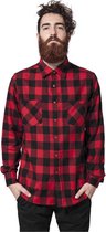 Urban Classics Overhemd -5XL- Checked Flanell Zwart/Rood
