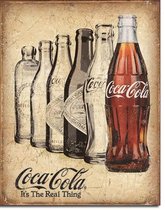 Retro Coca-Cola Wandbord 'bottle history' It's The real Thing - Metaal - 31,5 x 40,5 cm