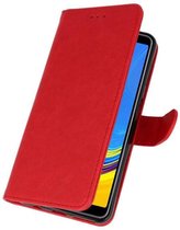 Rood Bookstyle Wallet Cases Hoesje voor Samsung Galaxy A7 2018