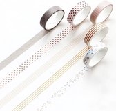 Set van 5 rollen Washi Tape Orange Dots and Stripes | Masking Tape Oranje Figuren