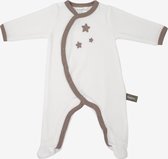 Witte bio-katoenen pyjama met beige sterpatronen - 12 maanden