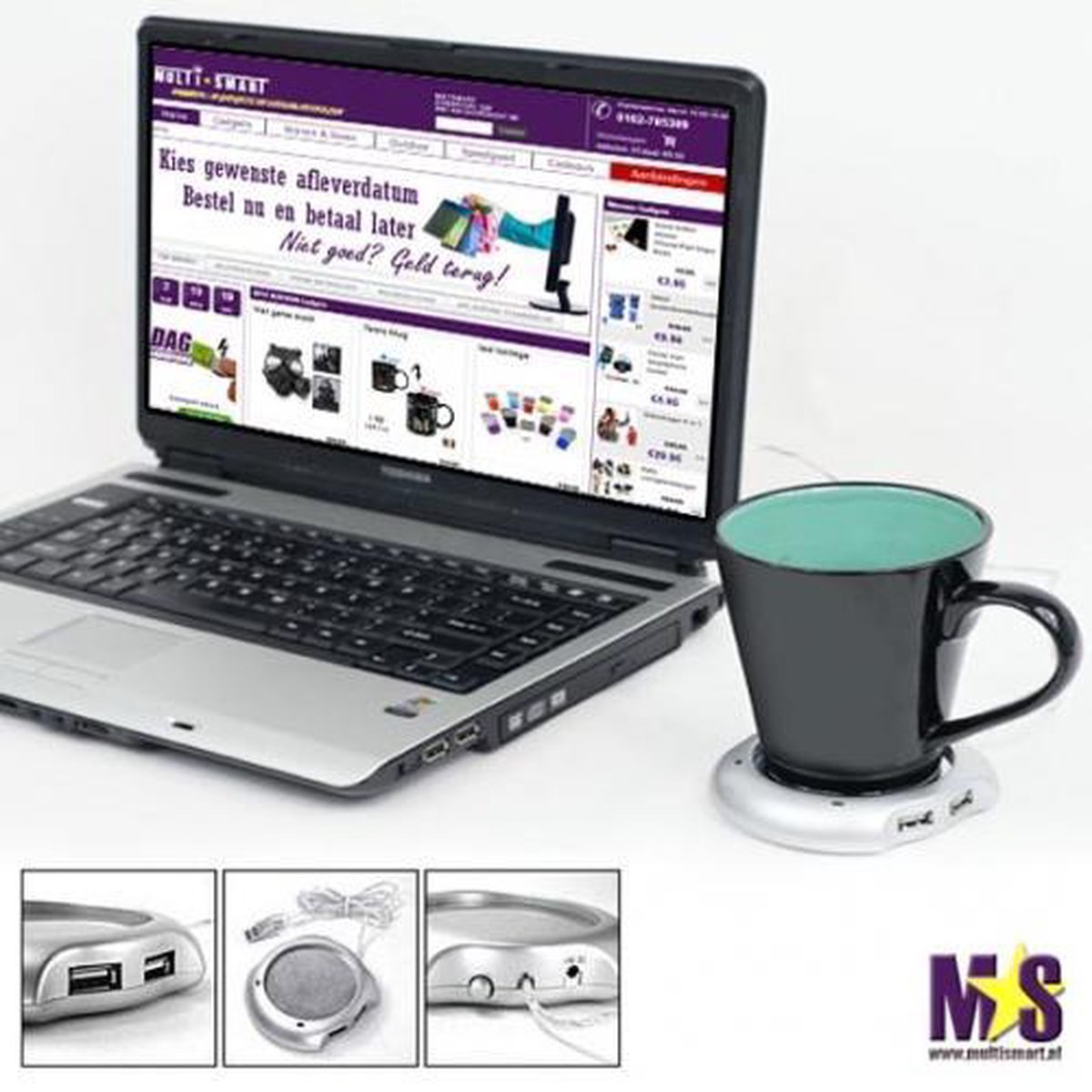 Chauffe tasse avec port USB, effet bois. Pour garder votre mug au