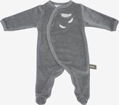 Grijze Baby bio-katoenen pyjama met witte verenpatronen - 3maanden