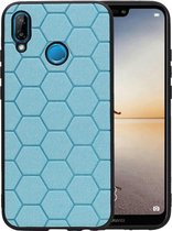 Blauw Hexagon Hard Case voor Huawei P20 Lite