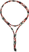 Collier de perles d'eau douce et de pierres précieuses Enveloppe de magnétite en cristal rouge perle