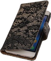 Lace Bookstyle Wallet Case Hoesjes Geschikt voor Huawei Honor 4 A / Y6 Zwart