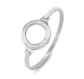 LOCKits X980101739 - Stalen bangle met zirkonia - voor 20-2 mm munt - Ø 58 mm - zilverkleurig