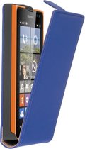 Lederen Blauw Microsoft Lumia 435 Premium Flip Case Cover Hoesje