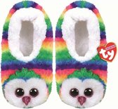 TY Fashion slipper socks OWEN multicolor owl, size L (3638) 95363