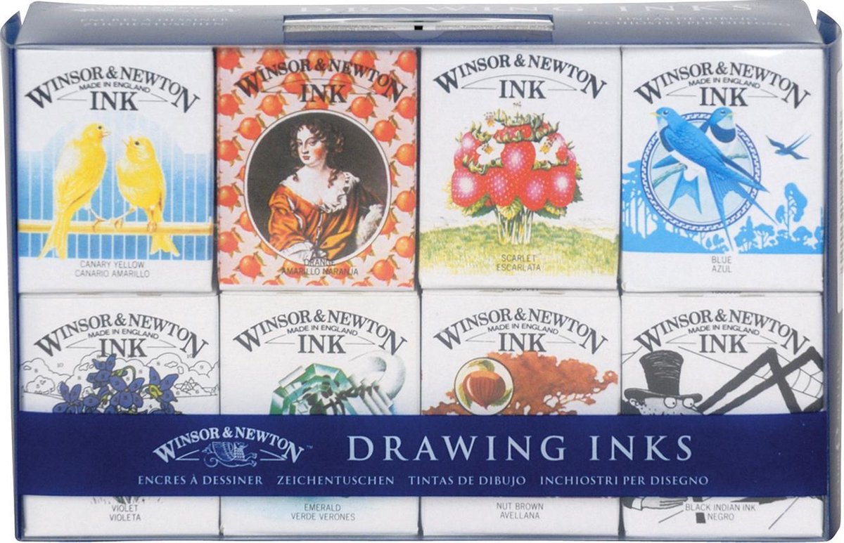 Winsor & Newton Drawing Ink Set 8 x 14ml Henry Collection