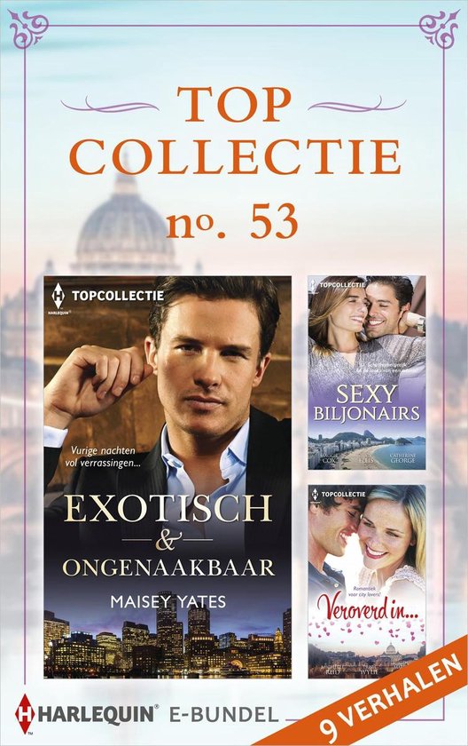 Cover van "Topcollectie no. 53" met een man en twee kleine boekcovers met koppels.