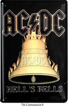 TH Commerce - ACDC Hell Bells - Metalen Vintage Decoratie Wandbord - Garage - Reclamebord - Muurplaat - Retro - Wanddecoratie -Tekstbord - Nostalgie - 30 x 20 cm 0796