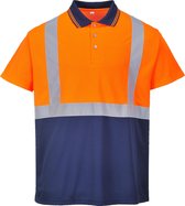 Poloshirt Oranje / Blauw hogezichtbaarheid Maat L