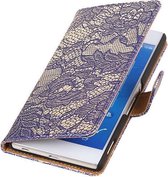 Sony Xperia Z4 Lace/Kant Booktype Wallet Hoesje Blauw