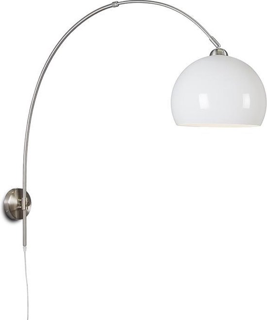 kreupel klep Absoluut QAZQA Bow - Moderne Wand booglamp voor binnen - 1 lichts - D 1160 mm - Wit  - Woonkamer... | bol.com