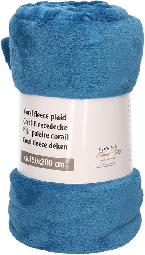 Verbeteren G taal Blauwe warme fleece deken - 150 x 200 cm - woondeken / plaid | bol.com