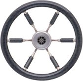 allpa 6-Spaaks stuurwiel 'Elegant' RVS met carbon-look rand en deels spaken, A=370mm, B=100mm