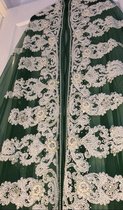 Sari voile stof met parels - Haute Couture -  3m40 - Emeraldgroen -  Feestjurk - Hobby