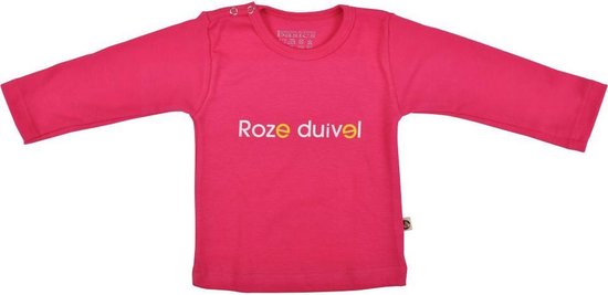 Wooden Buttons - Baby - T-Shirt lange mouw - Roze Duivel