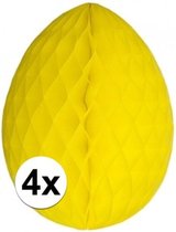 4x Décoration oeuf de Pâques jaune 20 cm - Déco Pâques / Déco Pâques