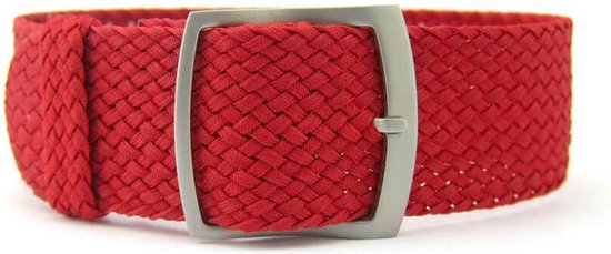 Premium Braided Perlon Strap - Geweven Perlon Horlogeband - Rood 18mm
