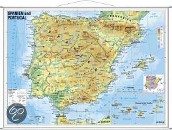 Spanien und Portugal physisch. Wandkarte - cover