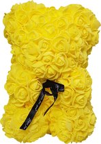 Rozen beer - Flower bear - Bloemen beer - Rose bear - In Geschenkdoos - 25 CM - Geel