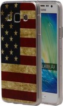 Amerikaanse Vlag TPU Cover Case voor Samsung Galaxy A3 Cover