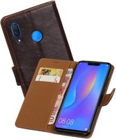 Zakelijke Book Case Telefoonhoesje Geschikt voor de Huawei P Smart Plus - Portemonnee Hoesje - Pasjeshouder Wallet Case - Mocca